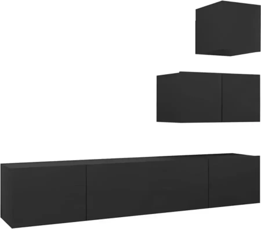 VIDAXL 4-delige Tv-meubelset bewerkt hout zwart - Foto 2