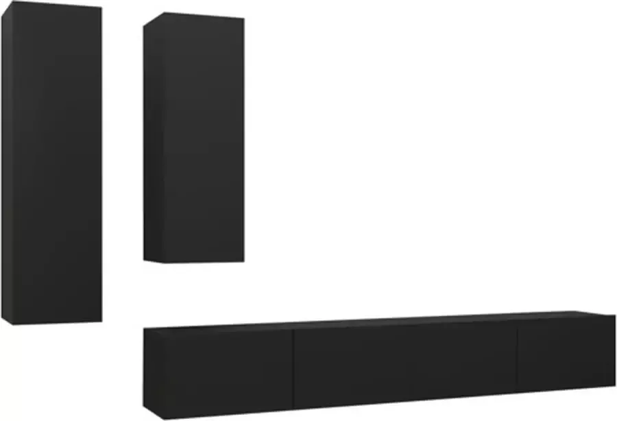 VIDAXL 4-delige Tv-meubelset bewerkt hout zwart - Foto 3