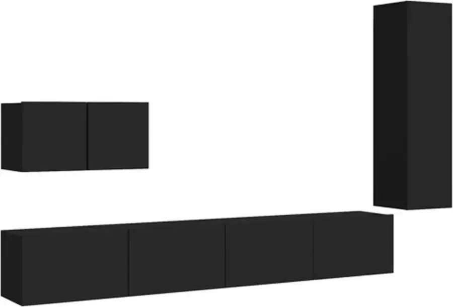 VidaXL 4-delige Tv-meubelset bewerkt hout zwart - Foto 2