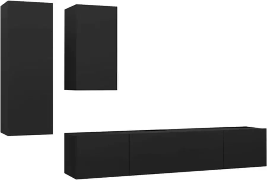 VIDAXL 4-delige Tv-meubelset bewerkt hout zwart - Foto 2