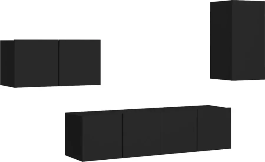 VIDAXL 4-delige Tv-meubelset bewerkt hout zwart - Foto 3