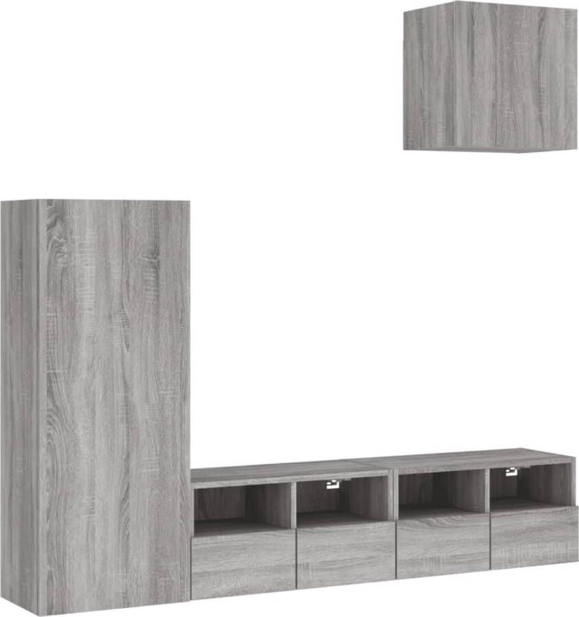VidaXL -4-delige-Tv-wandmeubelset-bewerkt-hout-grijs-sonoma - Foto 2