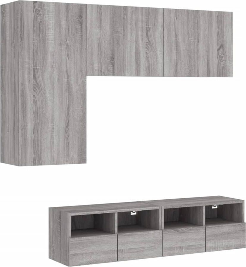 VidaXL -4-delige-Tv-wandmeubelset-bewerkt-hout-grijs-sonoma - Foto 3
