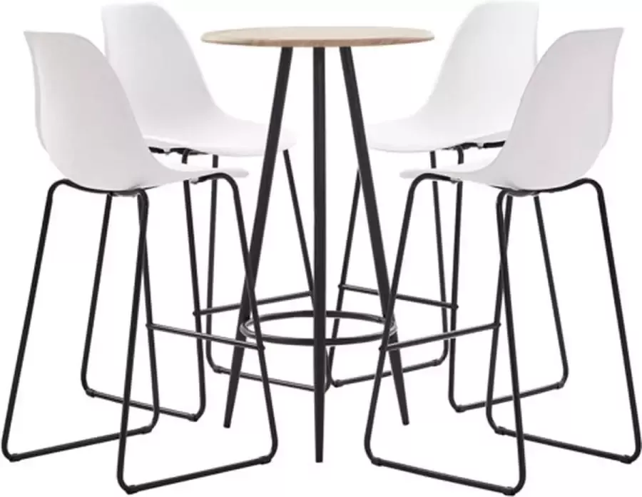 VidaXL 5-delige Barset kunststof wit