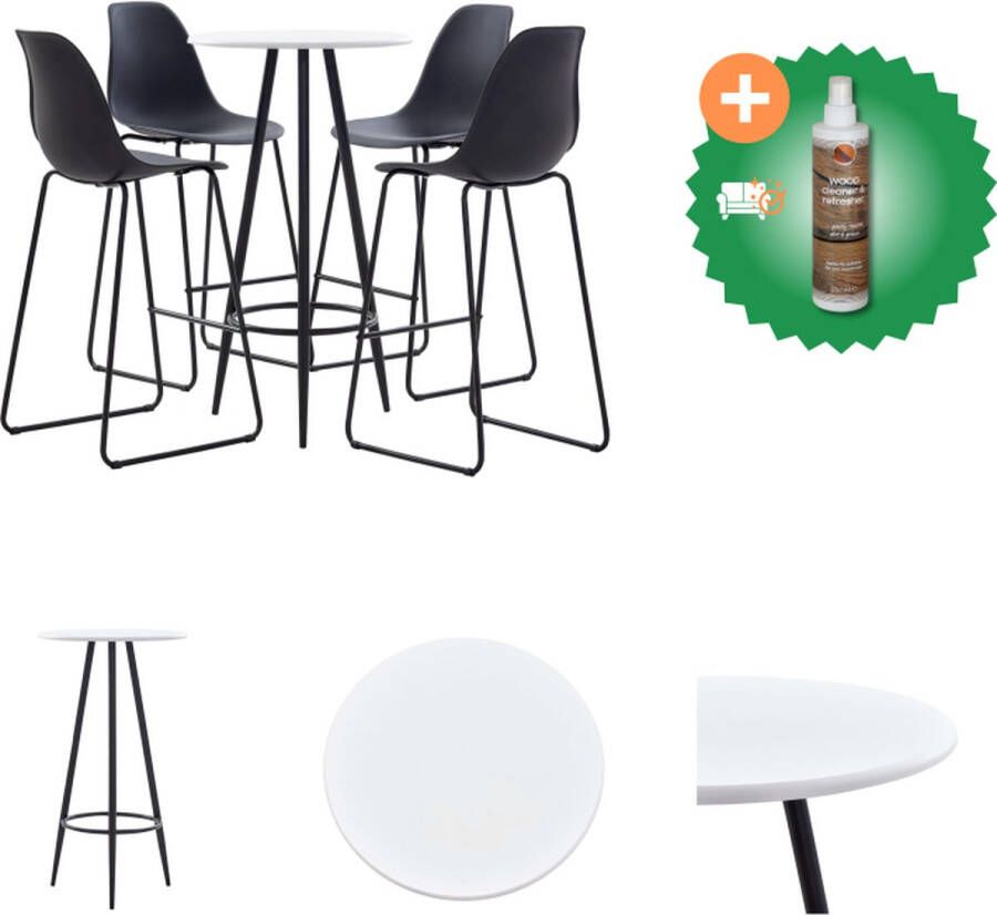 vidaXL 5-delige Barset kunststof zwart Set tafel en stoelen Inclusief Houtreiniger en verfrisser