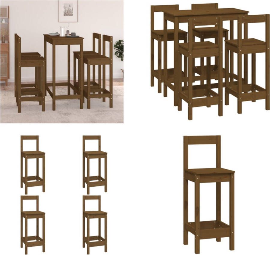 VidaXL 5-delige Barset massief grenenhout honingbruin Barset Barsets Pubset Bistroset