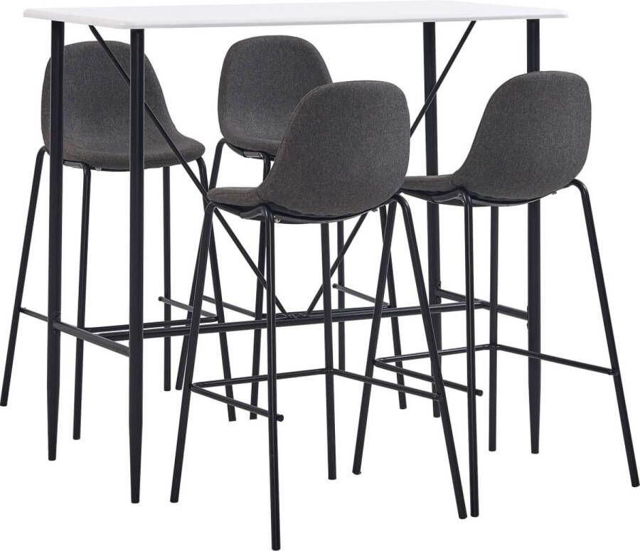 VidaXL 5-delige Barset Donkergrijs & Wit Barset Bartafel Barstoelen Witte Bartafel Donkere Grijze Stoelen Moderne Barset Trendy Barset Salon Meubilair Eetkamermeubels Buitenleven - Foto 2