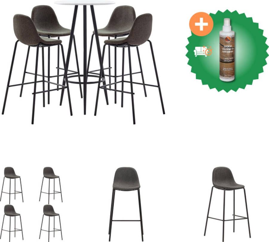 vidaXL 5-delige Barset stof donkergrijs Set tafel en stoelen Inclusief Houtreiniger en verfrisser
