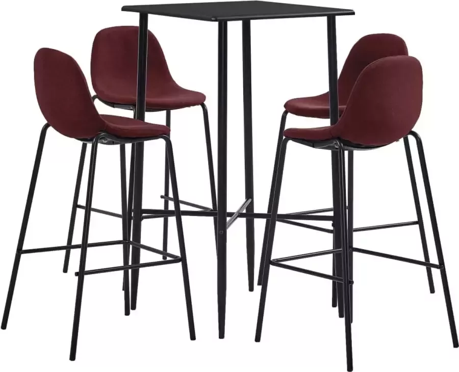 VidaXL 5-delige Barset stof wijnrood