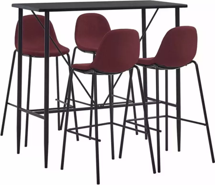 VidaXL 5-delige Barset stof wijnrood - Foto 1