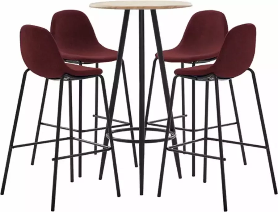 VidaXL 5-delige Barset stof wijnrood