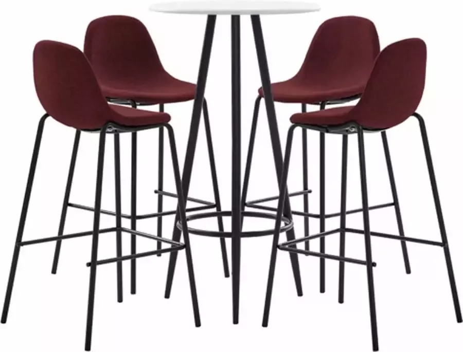 VidaXL 5-delige Barset stof wijnrood