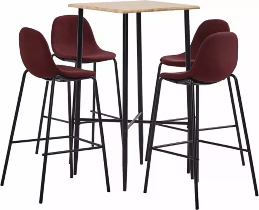 VidaXL 5-delige Barset stof wijnrood - Foto 2
