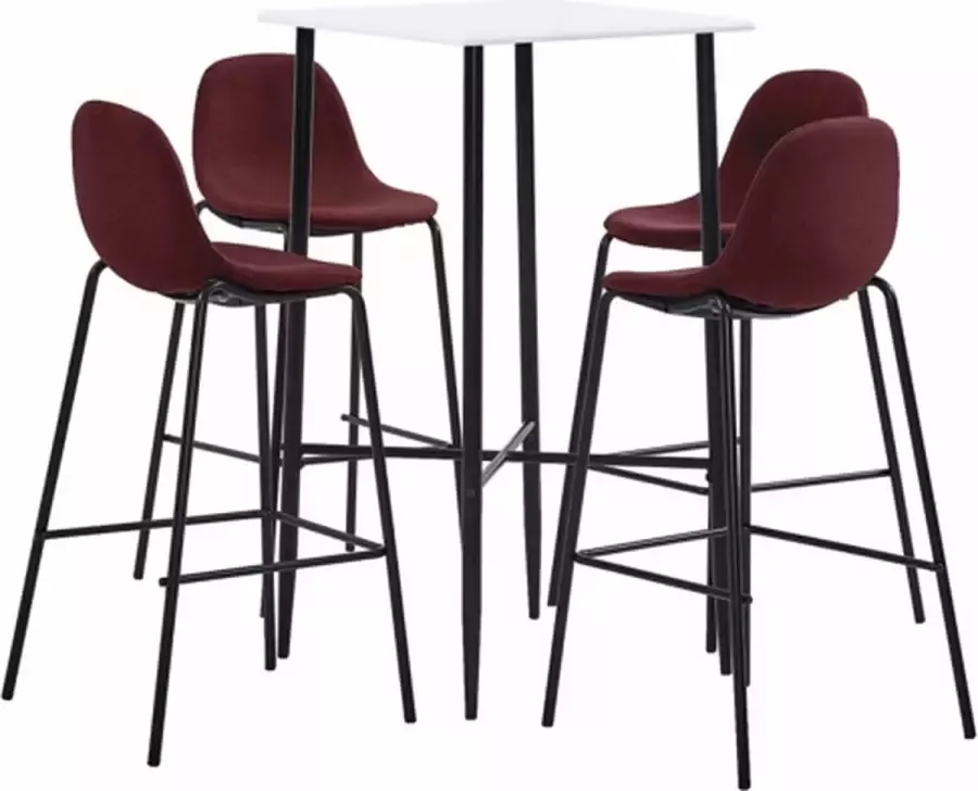 VidaXL 5-delige Barset stof wijnrood
