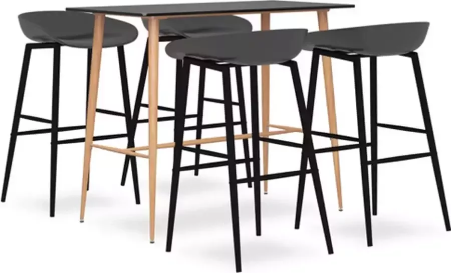VidaXL 5-delige Barset zwart en grijs - Foto 1