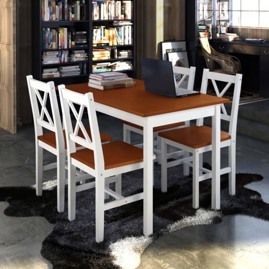 Vida XL vidaXL 5-delige Eethoek bruin en wit-VXL-240884