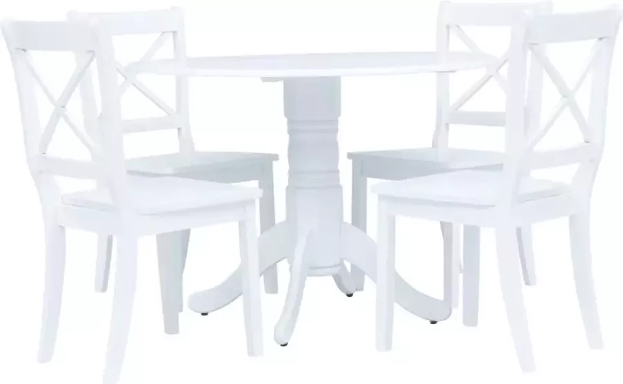 VidaXL -5-delige-Eethoek-massief-rubberwood-wit