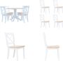 VidaXL 5-delige Eethoek massief rubberwood wit en bruin Eetset Eetsets Eethoek Eethoeken - Thumbnail 1