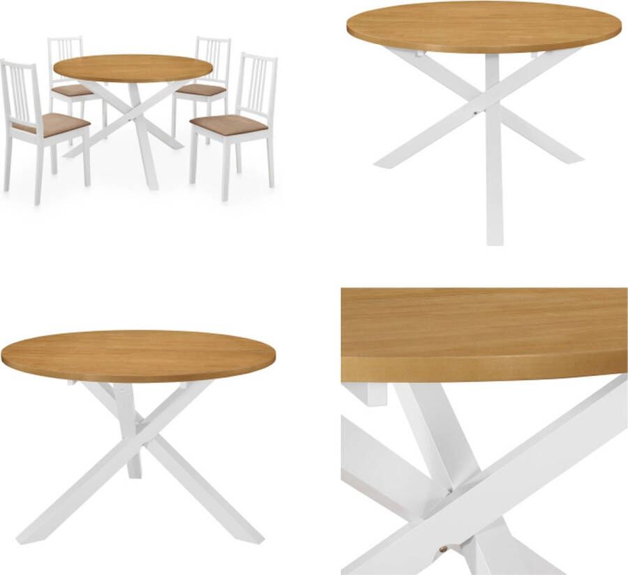 VidaXL 5-delige Eethoek MDF wit Eetkamertafel En -stoel Eetkamertafels En -stoelen Tafel Tafels