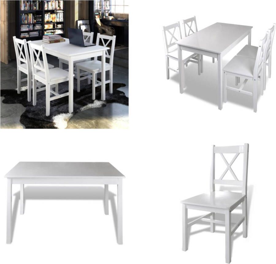 VidaXL 5-delige Eethoek wit Eetkamertafel En -stoel Eetkamertafels- En Stoelen Eettafel En -stoel Eettafels En -stoelen