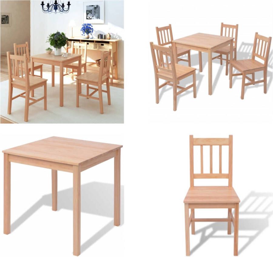 VidaXL 5-delige Eetkamerset grenenhout Eetkamertafel En Eetkamerstoel Eetkamertafels En Eetkamerstoelen Houten Eetset Houten Eetsets
