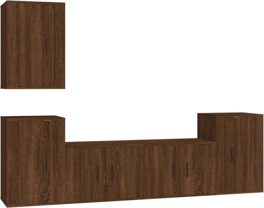 VidaXL Tv-meubelset 5-delig Bruin eikenkleur Televisiesecretaris Tv Kast Houten Tv Meubel Bruine Meubels Landelijke Woonkamer Salontafel