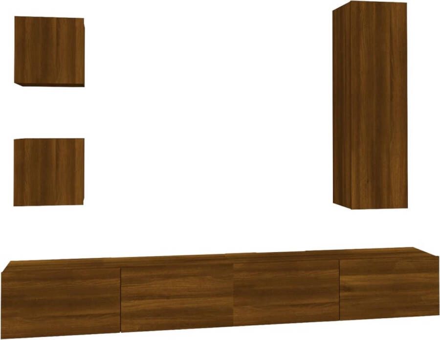 VidaXL 5-delige Tv-meubelset bewerkt hout bruineikenkleurig - Foto 2