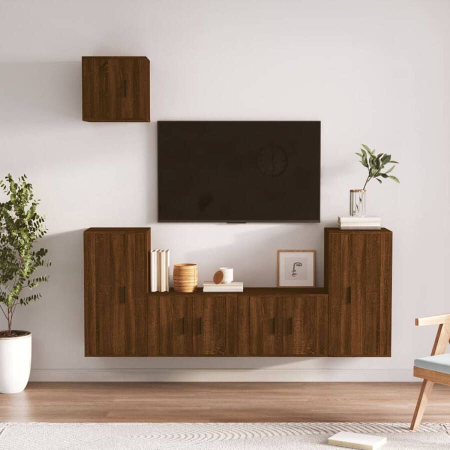 VidaXL -5-delige-Tv-meubelset-bewerkt-hout-bruineikenkleurig - Foto 2