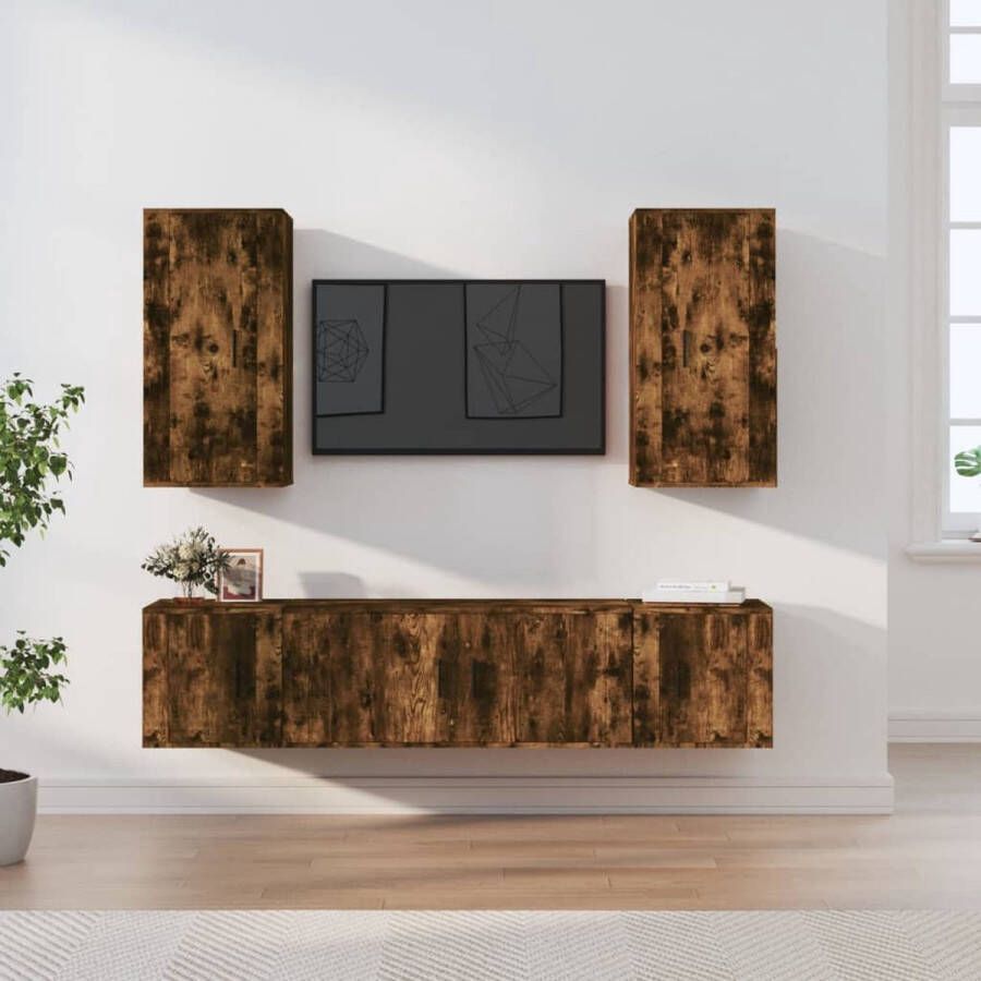 VidaXL -5-delige-Tv-meubelset-bewerkt-hout-gerookt-eikenkleurig - Foto 1