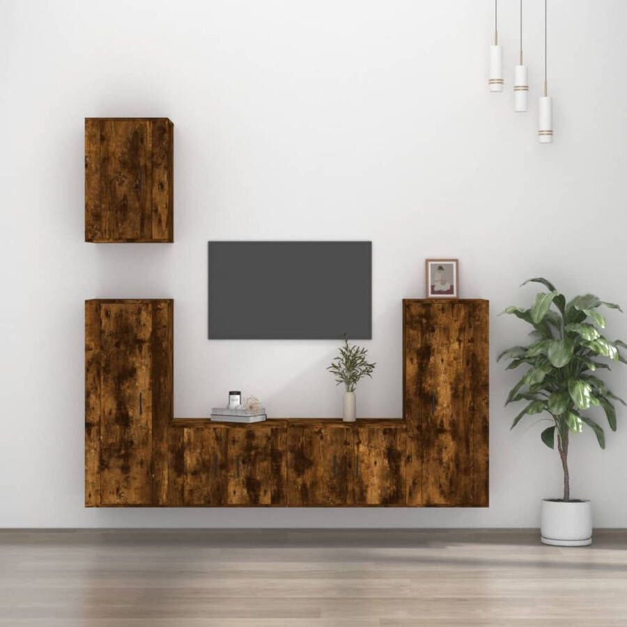 VidaXL -5-delige-Tv-meubelset-bewerkt-hout-gerookt-eikenkleurig - Foto 1