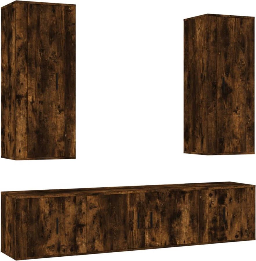 VidaXL -5-delige-Tv-meubelset-bewerkt-hout-gerookt-eikenkleurig - Foto 2