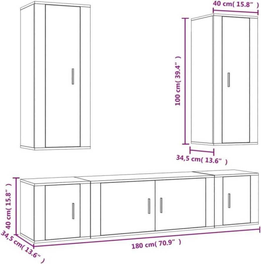 VidaXL -5-delige-Tv-meubelset-bewerkt-hout-gerookt-eikenkleurig - Foto 3