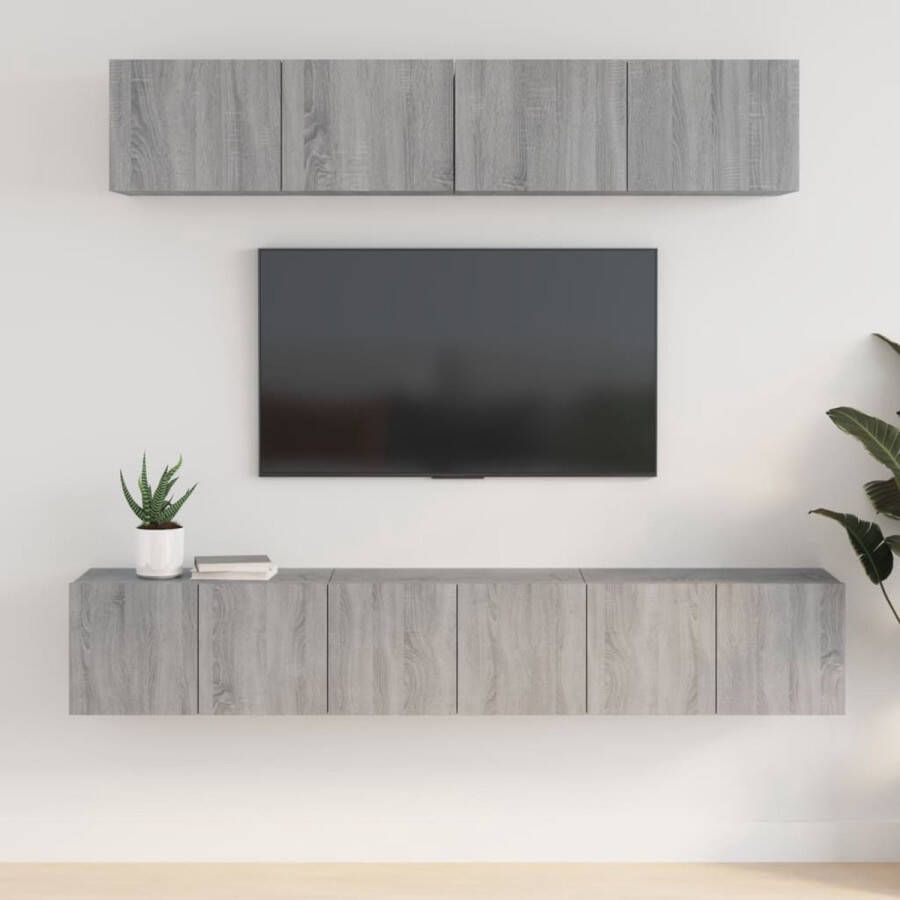 VidaXL -5-delige-Tv-meubelset-bewerkt-hout-grijs-sonoma-eikenkleurig