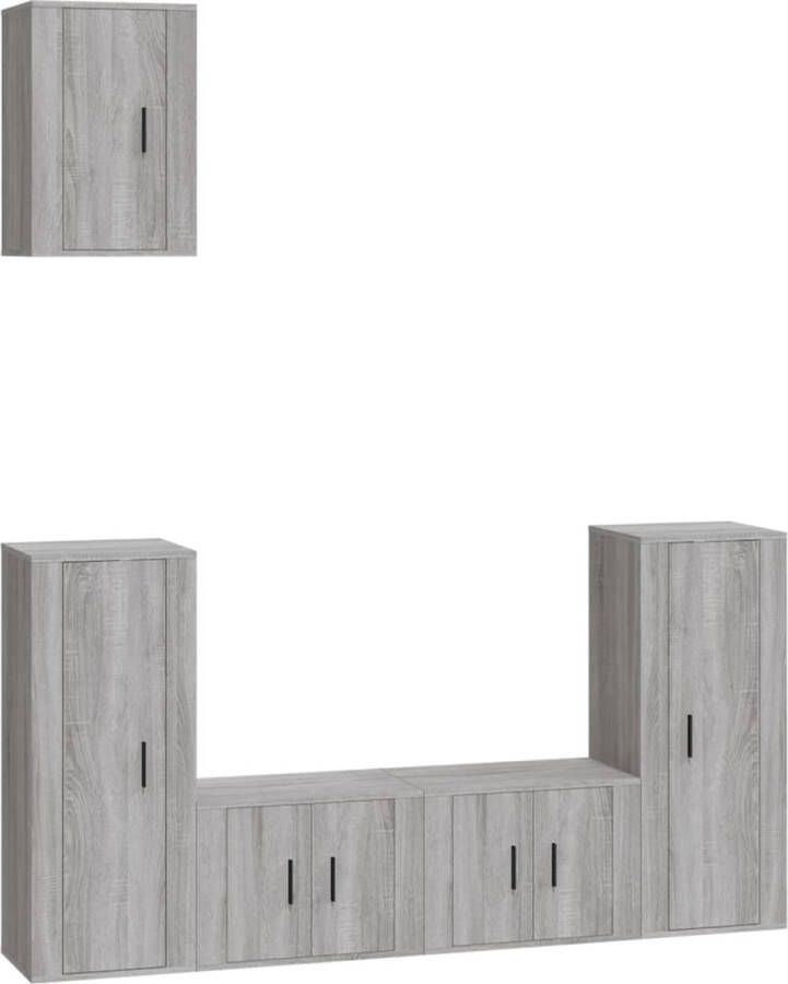 VidaXL -5-delige-Tv-meubelset-bewerkt-hout-grijs-sonoma-eikenkleurig