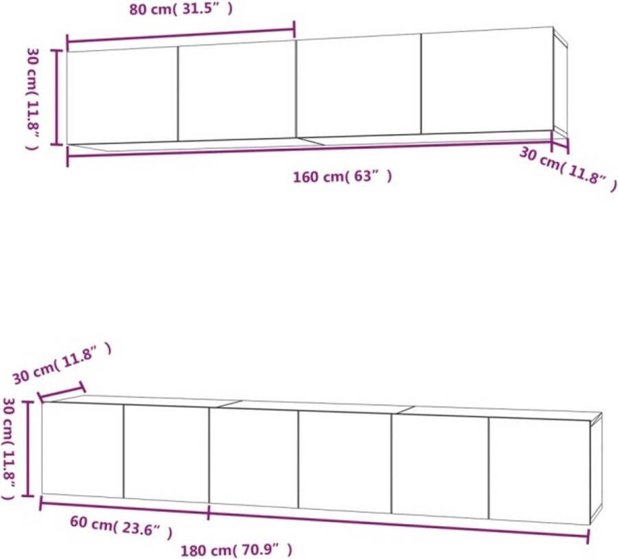 VidaXL -5-delige-Tv-meubelset-bewerkt-hout-grijs-sonoma-eikenkleurig - Foto 2