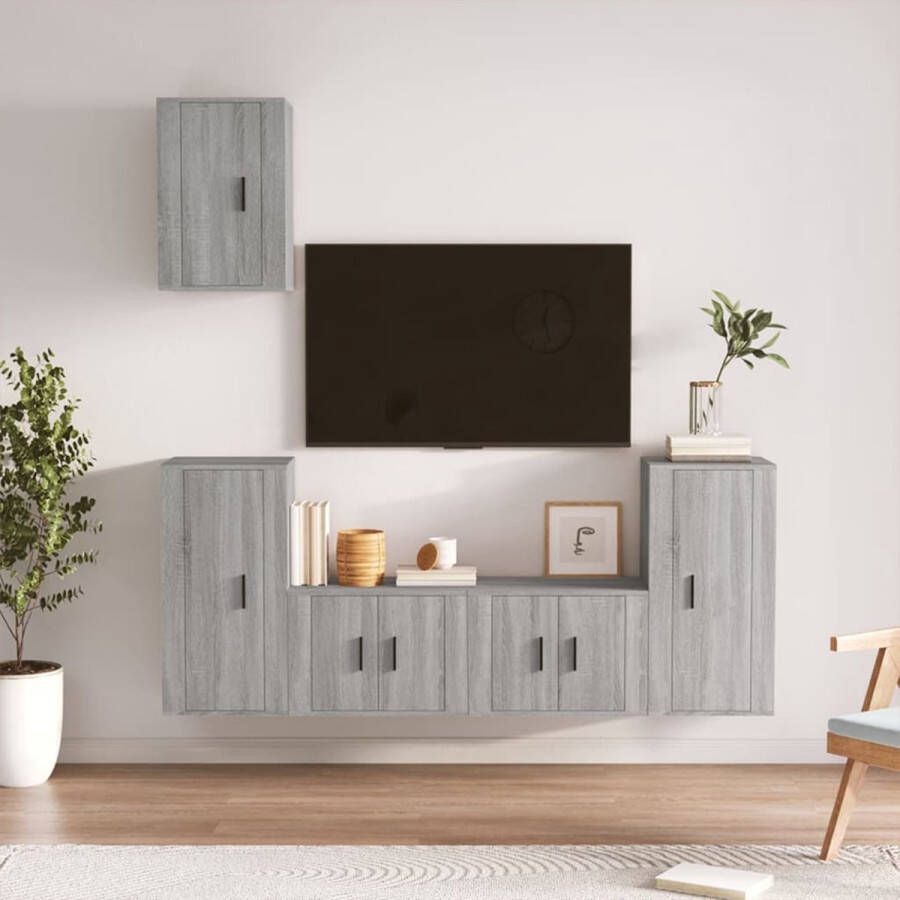 VidaXL -5-delige-Tv-meubelset-bewerkt-hout-grijs-sonoma-eikenkleurig - Foto 2