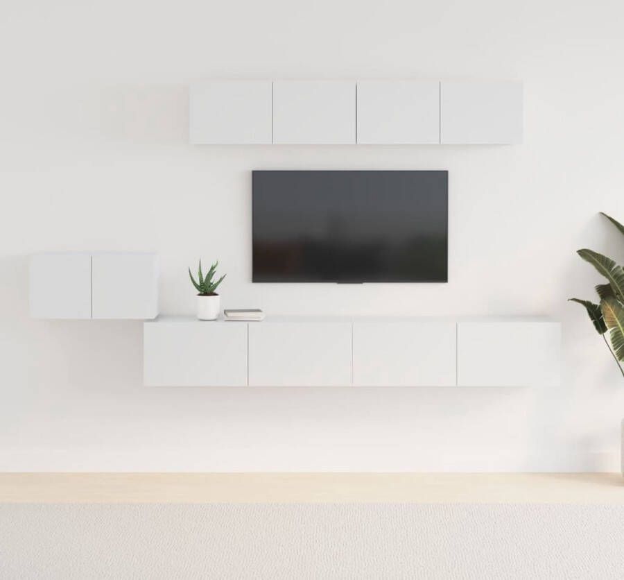 VidaXL -5-delige-Tv-meubelset-bewerkt-hout-hoogglans-wit - Foto 1