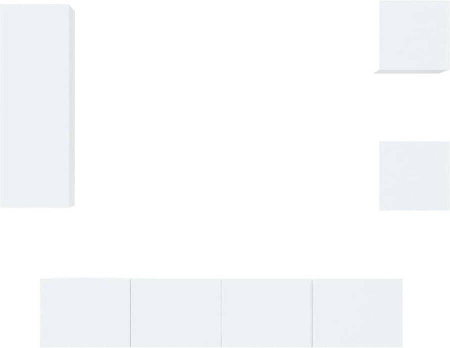 VidaXL -5-delige-Tv-meubelset-bewerkt-hout-hoogglans-wit - Foto 2