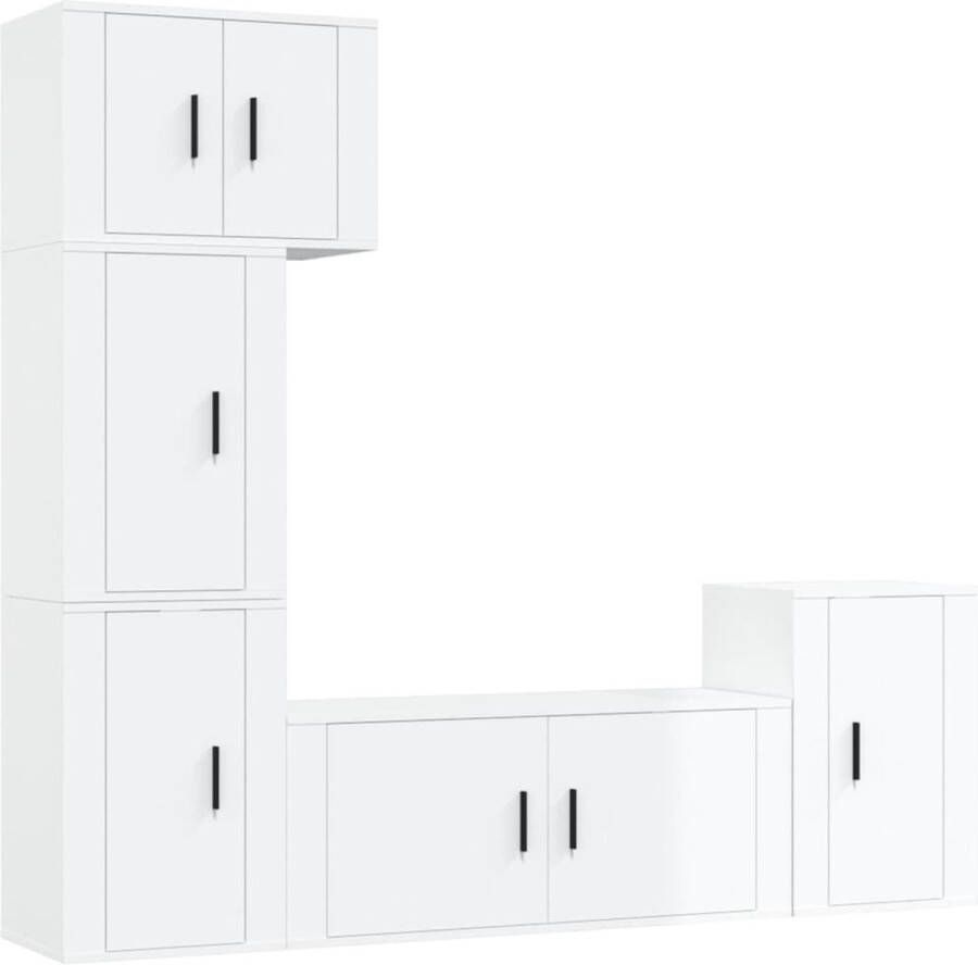 VidaXL 5-delige Tv-meubelset hoogglans wit Televisiesecretaris Tv Kast Tv Meubels Houtsoort Witte Tv Kast Salontafel Livingroom Decor