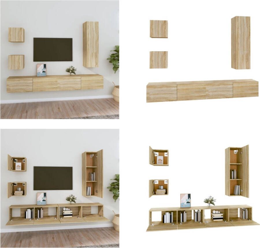 VidaXL 5-delige Tv-meubelset bewerkt hout sonoma eikenkleurig Tv-kast Tv-kasten Tv-meubel Hifi-meubel - Foto 5