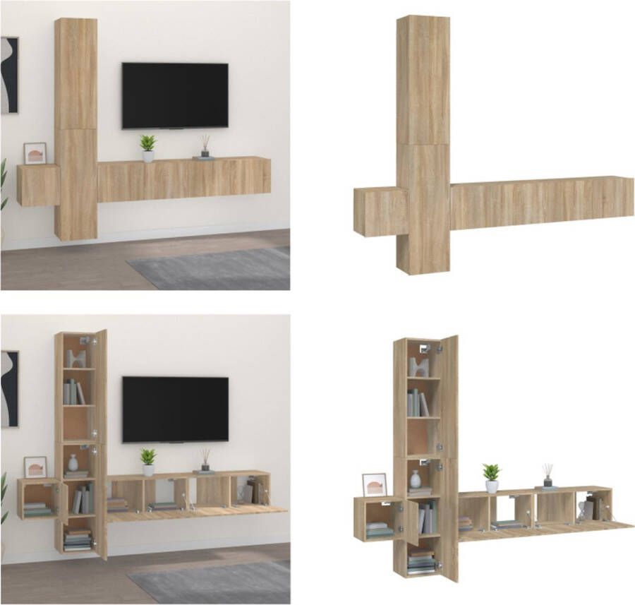 VidaXL 5-delige Tv-meubelset bewerkt hout sonoma eikenkleurig Tv-kast Tv-kasten Tv-meubel Hifi-meubel - Foto 3