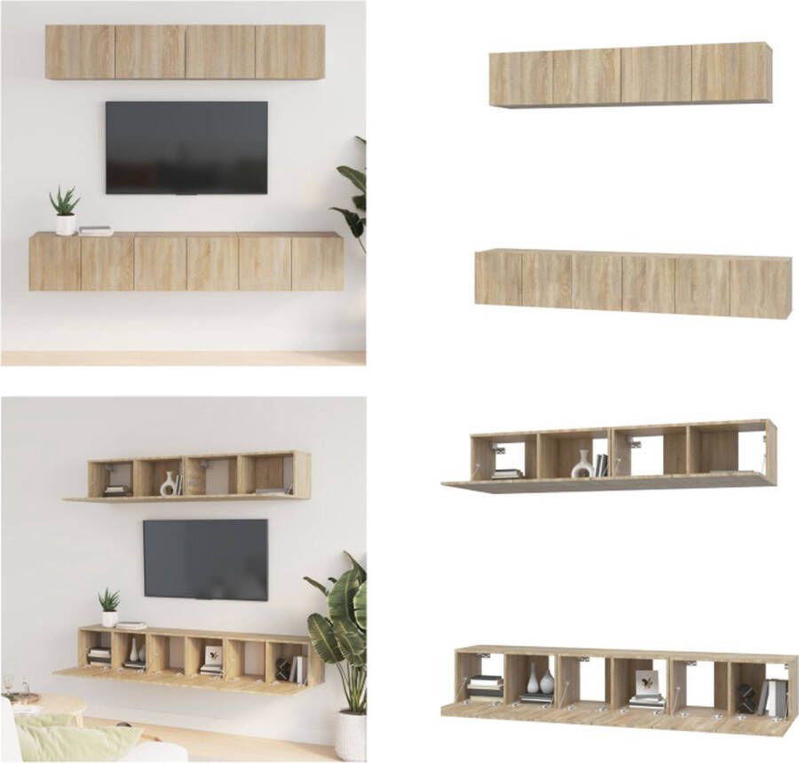 VidaXL 5-delige Tv-meubelset bewerkt hout sonoma eikenkleurig Tv-kast Tv-kasten Tv-meubel Hifi-meubel - Foto 2