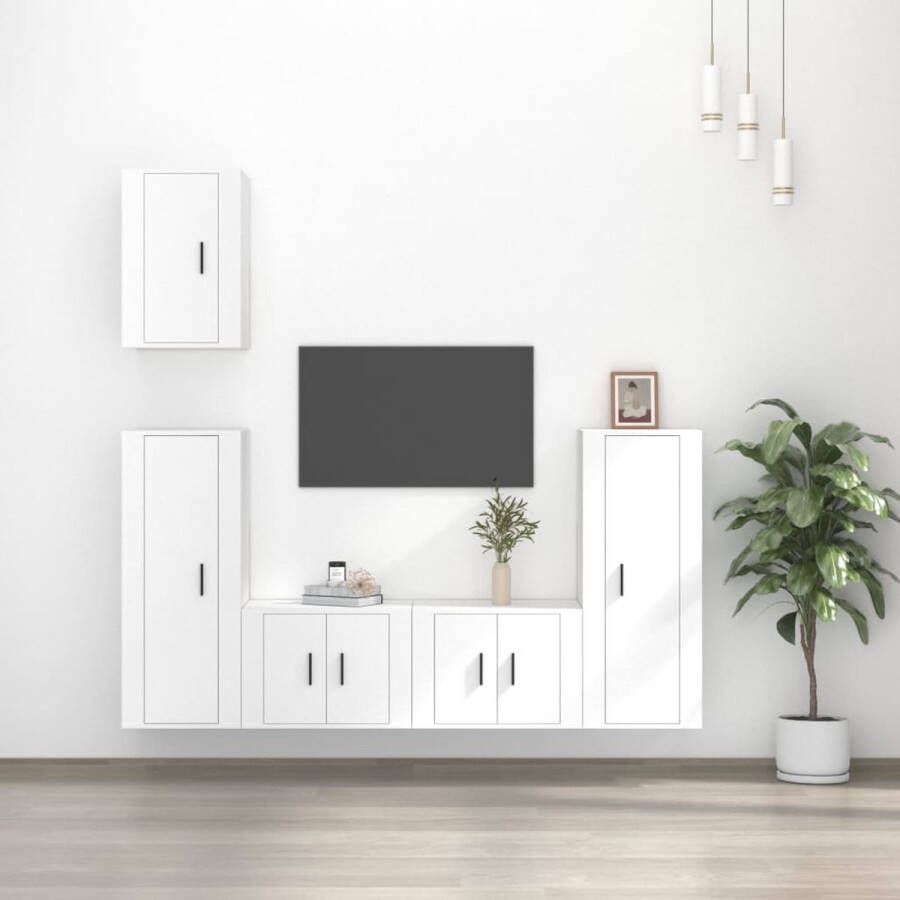 VidaXL -5-delige-Tv-meubelset-bewerkt-hout-wit