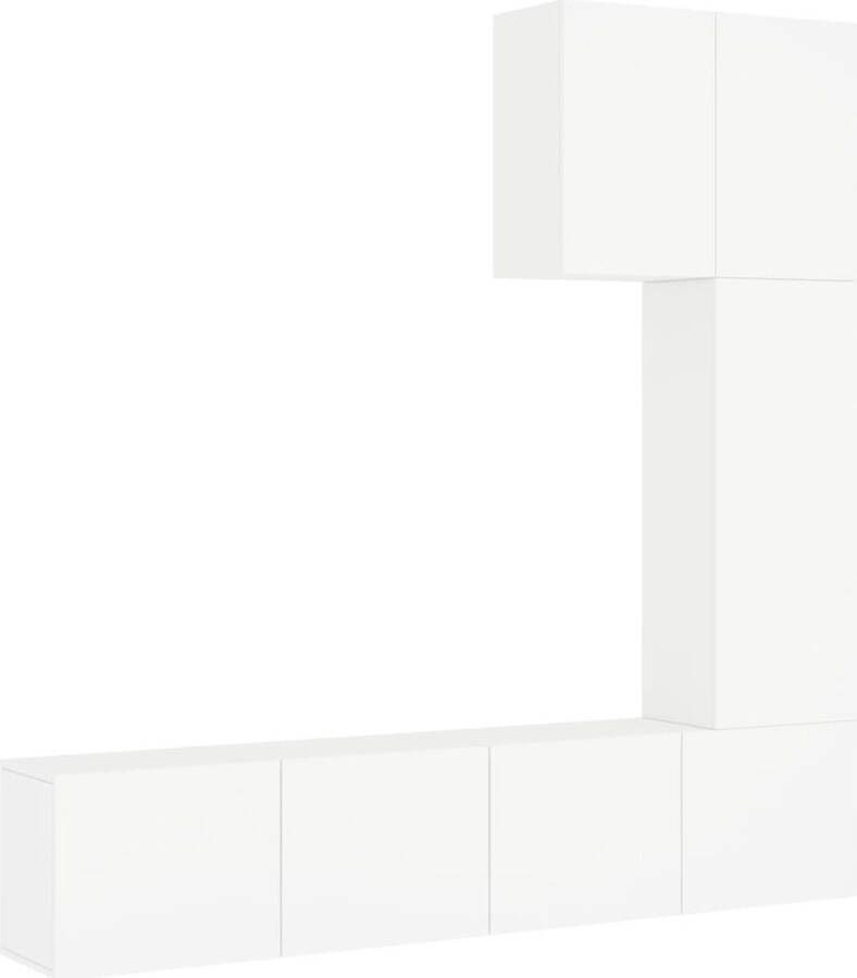 VidaXL 5-delige Tv-meubelset Wit Bewerkt hout Tv Meubels Wandmontage Houten Tv Kast Opbergkast Living Room Furniture
