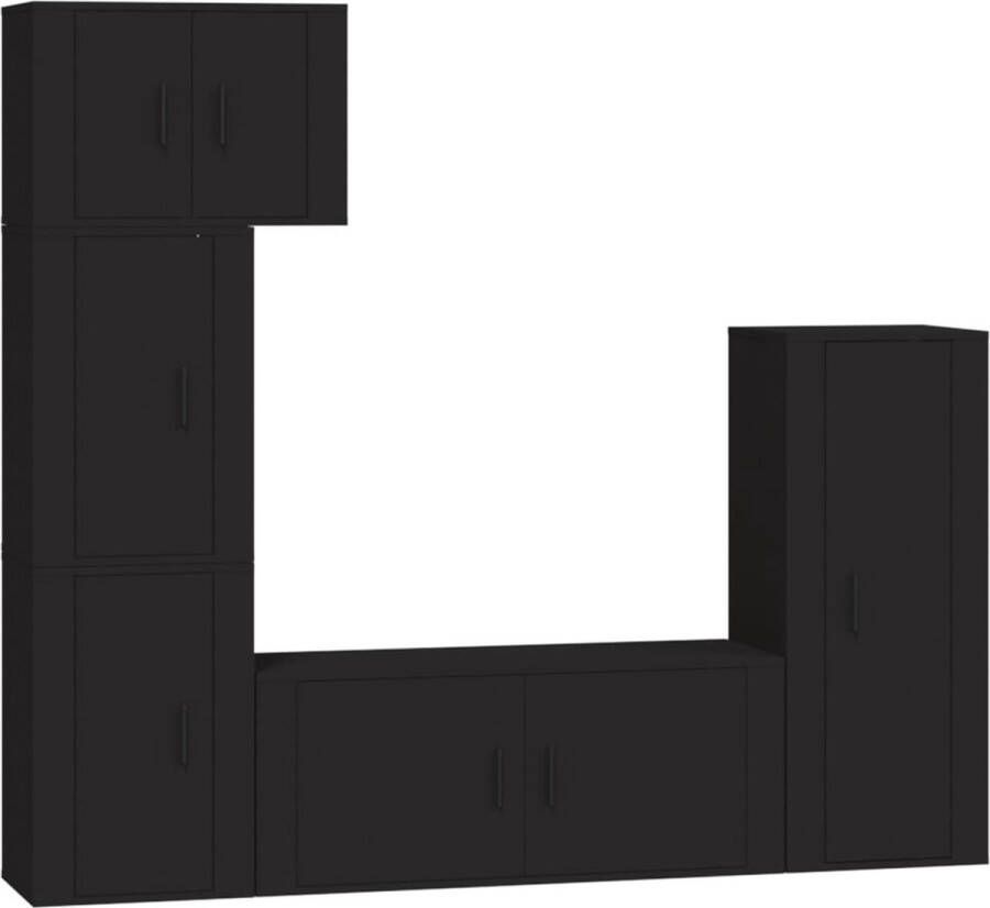 VidaXL -5-delige-Tv-meubelset-bewerkt-hout-zwart