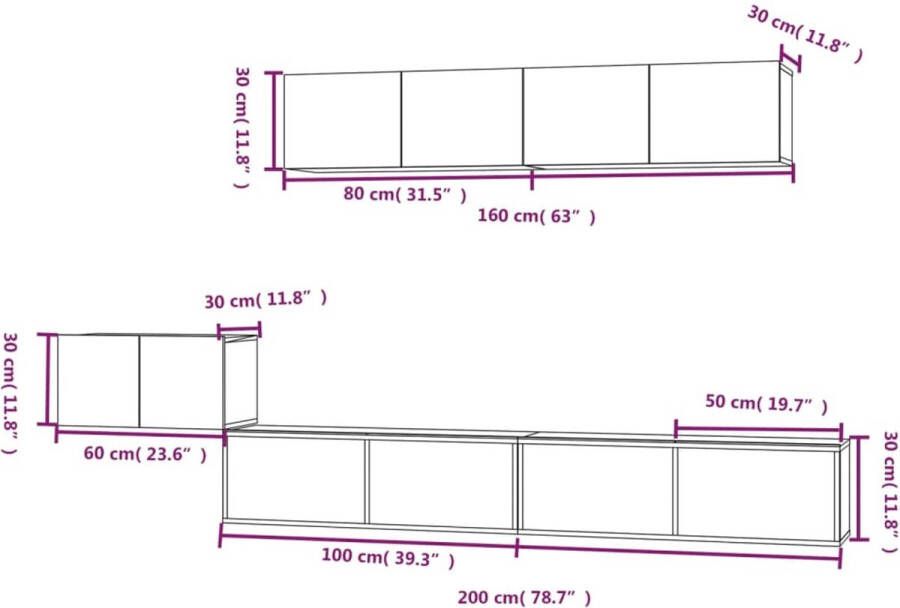 VidaXL -5-delige-Tv-meubelset-bewerkt-hout-zwart - Foto 2