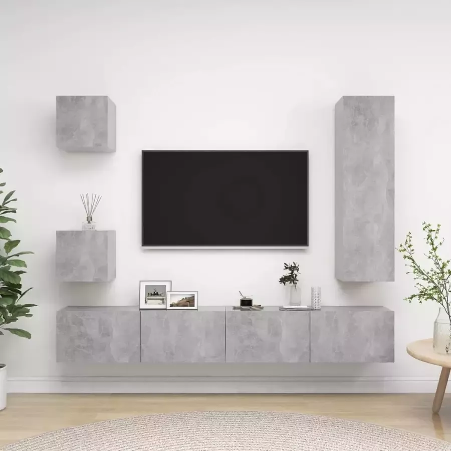 VidaXL 5-delige Tv-meubelset bewerkt hout betongrijs - Foto 3