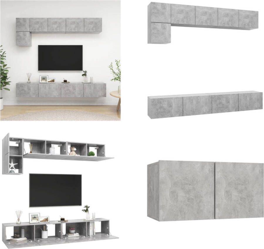 VidaXL 5-delige Tv-meubelset bewerkt hout betongrijs Tv-kastenset Tv-kastensets Tv-kasten Tv-meubelset