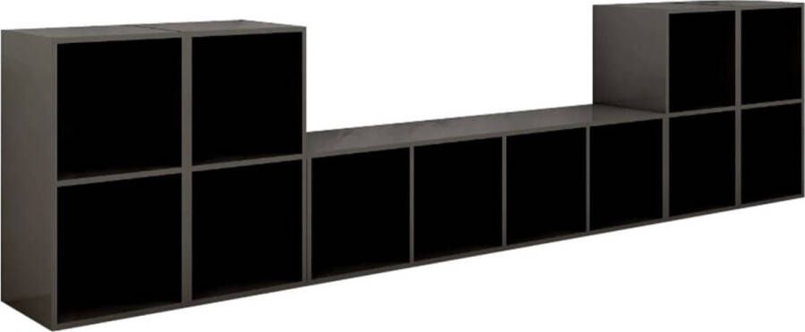 VIDAXL 5-delige Tv-meubelset bewerkt hout hoogglans grijs - Foto 4