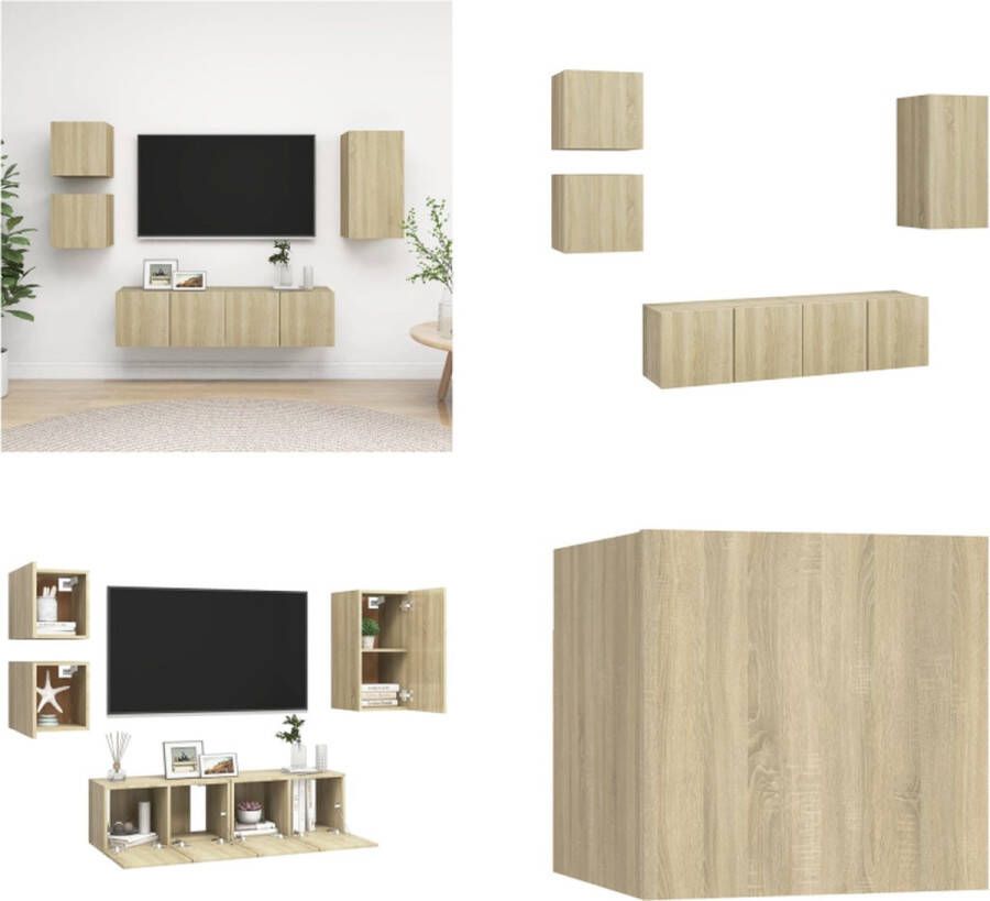 VidaXL 5-delige Tv-meubelset bewerkt hout sonoma eikenkleurig Tv-kastenset Tv-kastensets Tv-kasten Tv-meubelset